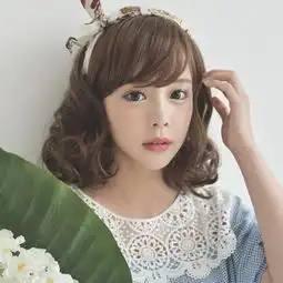 韩系甜美梨花头假发短发蓬松修脸女生齐斜堆糖,美好生活研究所