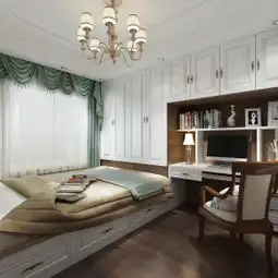 美式榻榻米女孩房3d模型