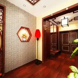 中式风格灰色过道效果图