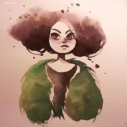 一组手绘水彩卡通人物插画