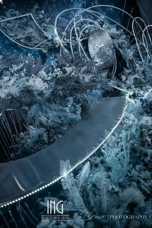 梦幻的蓝色系星空主题婚礼,这是我要给你的宇宙级别浪漫