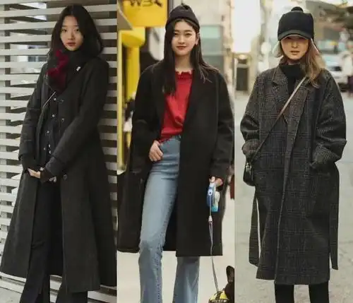 实拍韩国女生街头穿搭,一件普通的黑色外套,就能穿出潮范