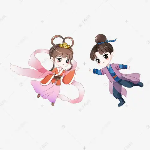 q版七夕情人节古风牛郎织女动漫古装情侣素材图片免费下载千库网