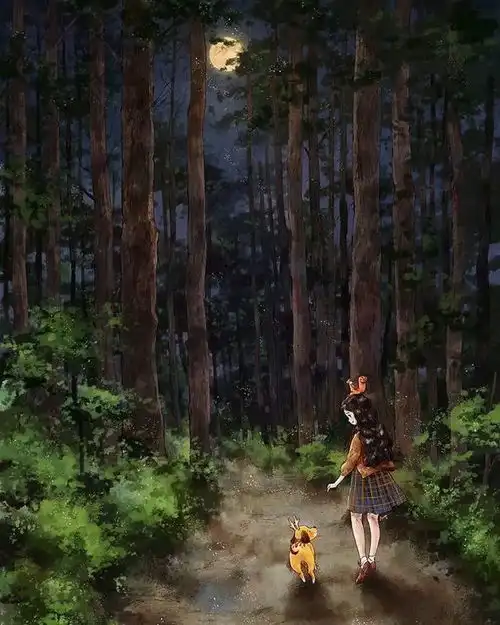韩国插画师的治愈系作品森林女孩日记,每一张都能当壁纸