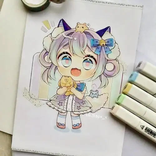 可爱q版女生马克笔手绘教程