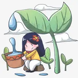 创意卡通手绘绿色叶子下的小女孩图片素材其他格式下载动漫人物大全