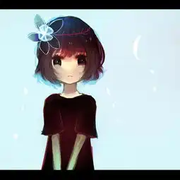 动漫头像,一女孩穿着黑色衣服头上戴着个花