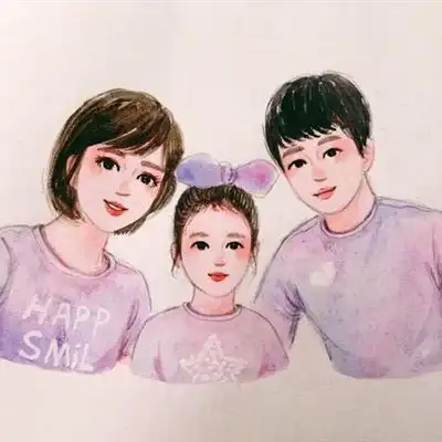 卡通头像一家三口儿子