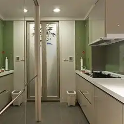 绿色厨房装修效果图,颜色系是绿色空间设计是厨房的家装风格效果图片