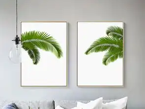 北欧简约清新绿色植物装饰画无框画图片下载植物花卉装饰画大全北欧装饰画编号16417476