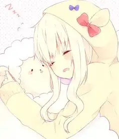 动漫插画萌系少女天使睡颜