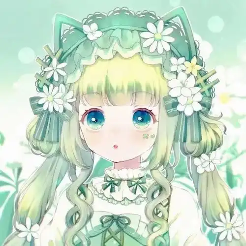 仙气绿色系动漫女生头像我想左肩有你,右肩微笑