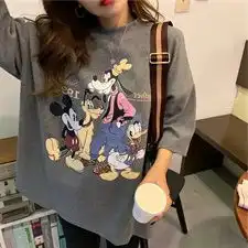 棉不偷尺寸早春日系短袖t恤女ins潮米奇韩版宽松百搭洋气上衣