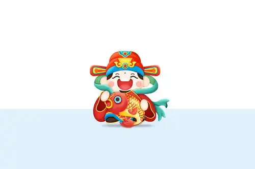 原创手绘卡通财神系列插画形象