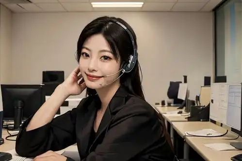 电脑女性客服人物肖像摄影图摄影图