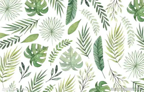 绿色植物花朵花卉树叶手绘背景设计图