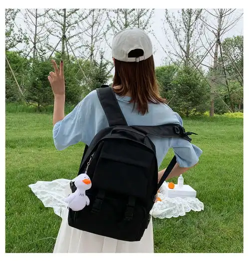 日系ins风暗黑系书包女高中校园大容量背包大学生工装风双肩包男