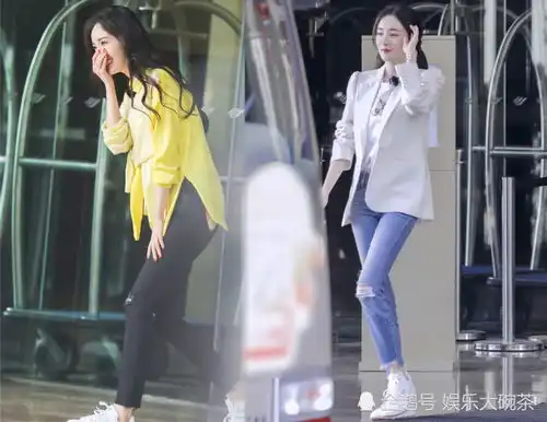 复工的杨幂好少女,双马尾白西装清爽可人,波浪卷小黄衫温柔明媚