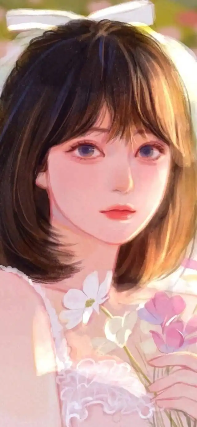 绝美仙气女生头像插画壁纸,闪闪发光,太美了