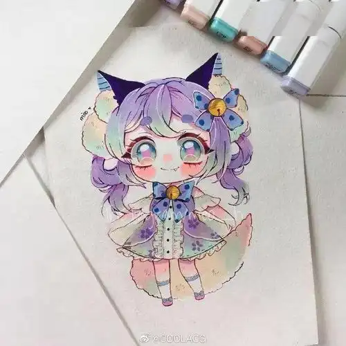 马克笔手绘这可是宇宙独一无二的可爱哦,可真是与众不同呢