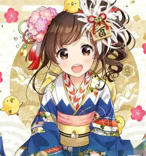 二次元动漫美图欣赏身穿和服,明艳动人的女生,真好看