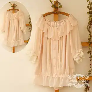 smile森女日系甜美春夏女装公主垂顺感淑女粉红色雪纺衬衫带内衬