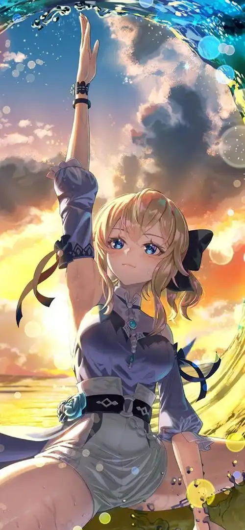调皮微笑的美少女动漫手机壁纸,还不收藏起来