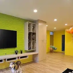简约风格110平米时尚112平简约质感复式浅绿色客厅电视背景墙效果图