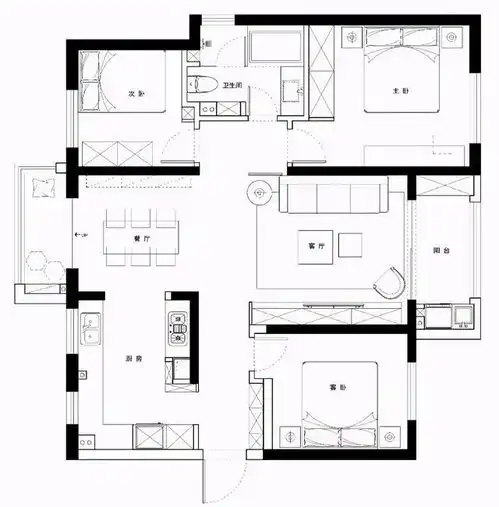 深圳装修116㎡简约北欧风格新房装修,沙发背景墙镂空设计超赞