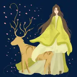 中国风女子和鹿手绘免抠图图片素材其他格式下载动漫人物大全