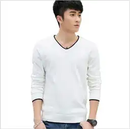 新款v领针织衫韩版修身毛衣青年打底衫潮男