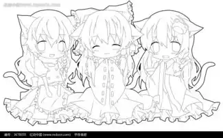 女孩卡通手绘线稿图片免费下载编号3678055红动网