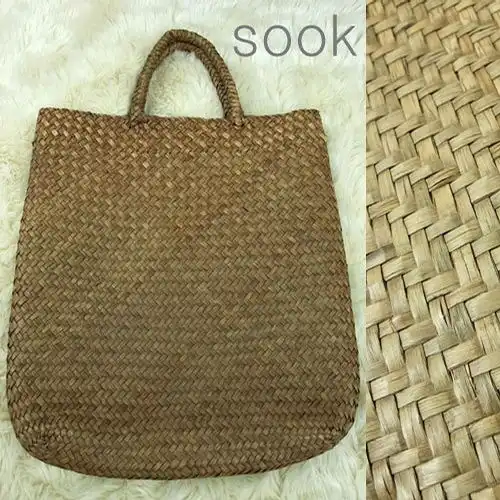 sook愫的相册全手工草编袋子复古色时尚又环保