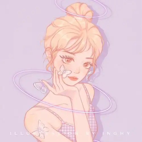 马卡龙色系少女插画