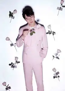 黄轩情人节送礼粉衣搭粉玫瑰尽显浪漫风度