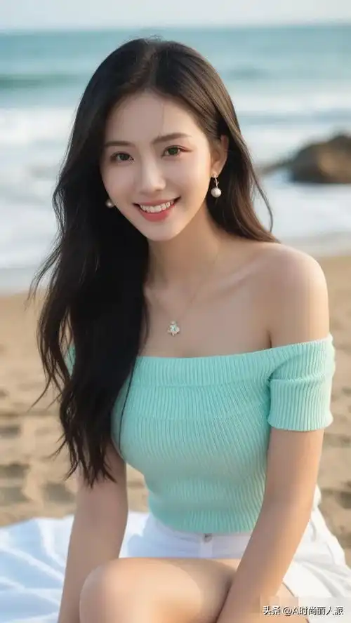 美女性感泳装绿色系衬托雪白肌肤,太美了