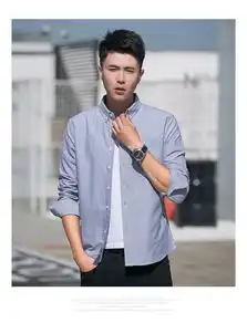 金丝虎东雨男装秋上新日系牛津纺男式衬衫新款2018简约男士长袖纯棉衬衣