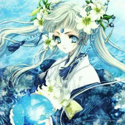 谁有银发蓝瞳动漫少女高清图片,做小说封面用,高分