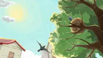 绿色系卡通手绘风五月你好故乡风景配图插画图片千库网
