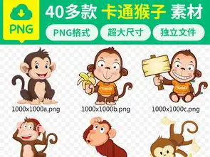 手绘呆萌卡通可爱猴子图片设计png素材