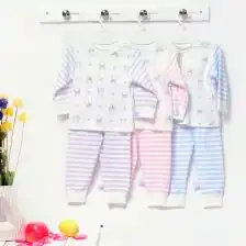 安吉小羊男女宝宝春秋纯棉双面布肩开两用套装儿童套头打底内衣