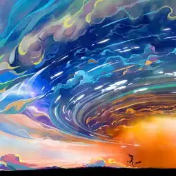 头像蓝色系天空背影插画