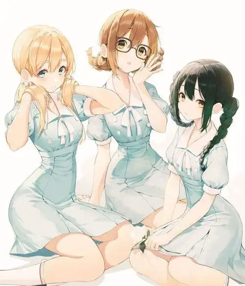 二次元头像蓝色系插画