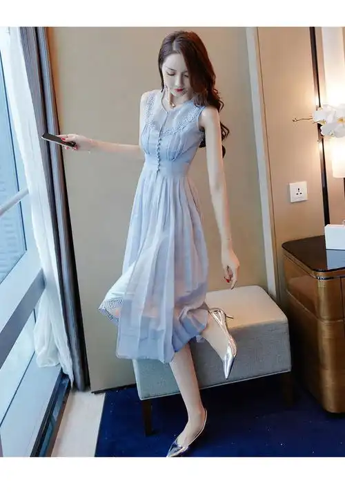遇见那一抹蓝新衣美不过夏,日常穿搭仙气萦绕,衬托十足女人味