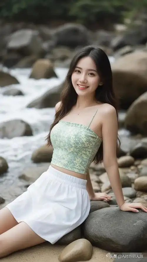 美女泳装写真绿色系衬托雪白肌肤简直太美了,做你女朋友