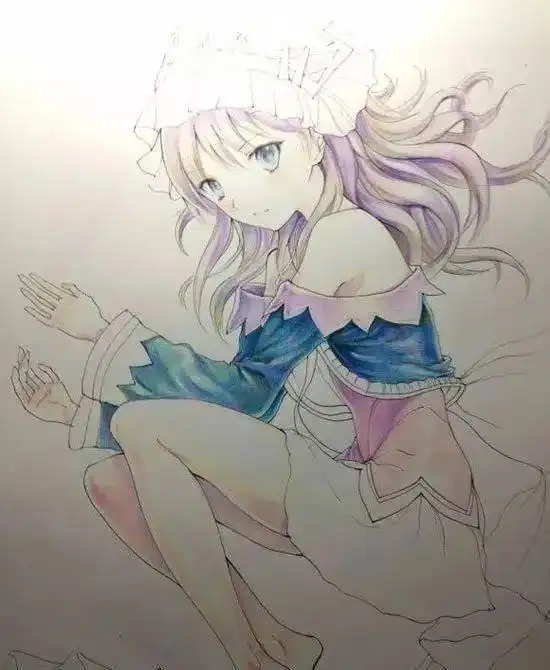 彩铅教程动漫美少女绘画过程