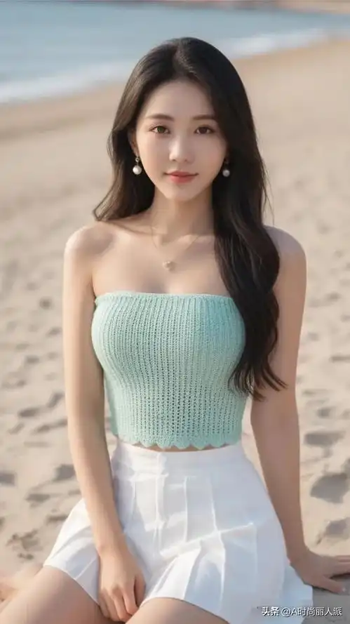 美女性感泳装绿色系衬托雪白肌肤,太美了