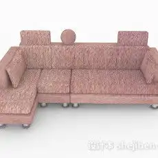 粉色多人沙发3d模型下载