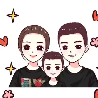一家三口头像卡通超萌亲子q版手绘微信头像