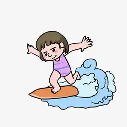 女孩海边冲浪插画图片素材其他格式下载动漫人物大全